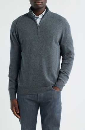 Nordstrom Quarter Zip Cashmere Sweater in Grey Embers Heather at Nordstrom Rack, Size Small