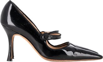 Manolo Blahnik Campari Mary Jane Pumps in Black Patent Leather
