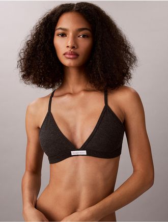 Calvin Klein Womens Classic Comfort Cozy Waffle Lightly Lined Triangle Bra - Grey - XL