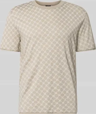 Joop T-Shirt mit Logo-Muster und Rundhalsausschnitt in Beige, Gr&ouml;&szlig;e XXXL