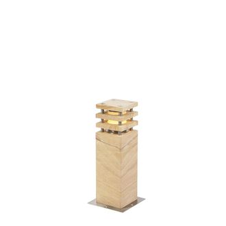 QAZQA Moderno L&aacute;mpara De Pie Moderna Para Exterior De Piedra Arenisca 40 Cm - Grumpy /cemento /acero Inoxidable Rectangular Adecuado Para Led Max. 1 X 13 Wa