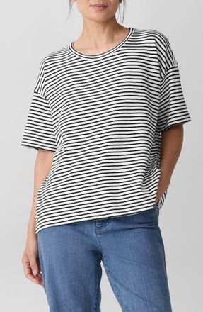 Eileen Fisher Organic Cotton T-Shirt in White/Black at Nordstrom Rack, Size Medium