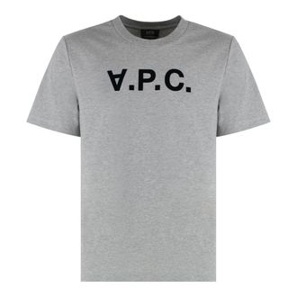 A.P.C. T-Shirts, male, Gray, M, Cotton Crew-Neck T-Shirt