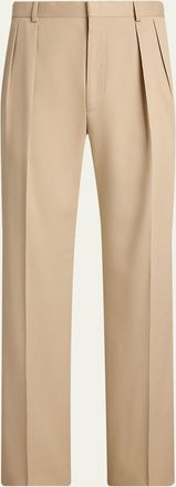 Ralph Lauren Purple Label Mens Silk Gabardine Pleated Straight-Leg Trousers