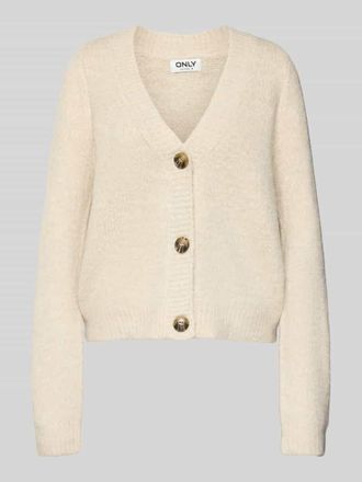 Only Loose Fit Strickjacke mit V-Ausschnitt Modell ZOEY in Ecru Melange, Gr&ouml;&szlig;e XS