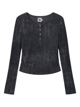 B+ab Button-down geribbelde top - Grijs