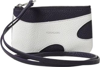 Ferragamo Grey Cut-Out Leather Zip Pouch