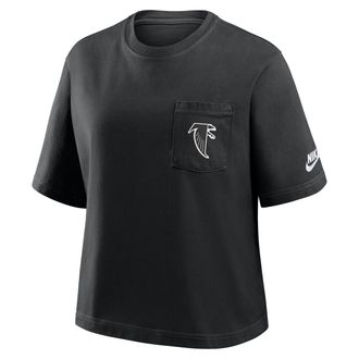 Nike Atlanta Falcons Rewind Pocket Boxy Nike Womens NFL T-Shirt in Black | 11CM00A87V-WZ9