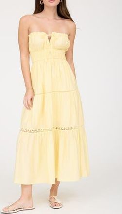 Blu Pepper Strapless Midi Dress in Butter Yellow at Nordstrom Rack, Size Medium