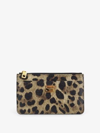 Dolce & Gabbana Portacarte in pelle martellata con stampa animalier - DOLCE & GABBANA - gender_Woman