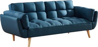 Vente-Unique Sof&aacute; cama de 3 plazas de tela LOELINE - Azul