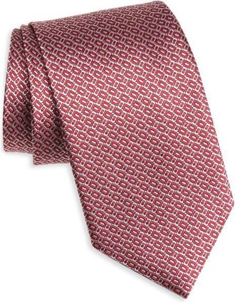 David Donahue Neat Silk Tie in Red at Nordstrom