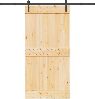 vidaXL Puerta Corredera Con Herrajes Madera Maciza De Pino 100x210 Cm Vidaxl