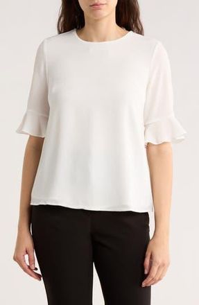 CeCe by Cynthia Steffe Ruffle Short Sleeve Top in New Ivory at Nordstrom Rack, Size Xx-Small