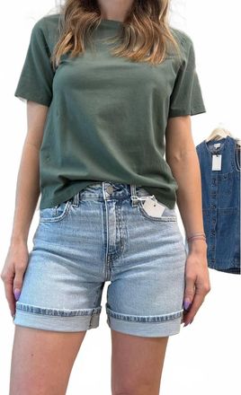Flying Monkey Womens High Rise Cuffed Shorts In Blue