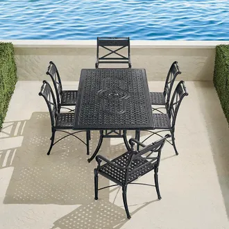 Frontgate Carlisle 7-pc. Cast-Top Rectangular Dining Set in Onyx Aluminum with Side Chairs - Frontgate