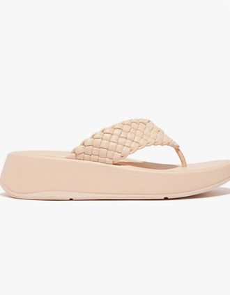 FitFlop Womens FitFlop F-MODE WOVEN-LEATHER Womens Toe Post Sandals Rose Foam - Pink - Size: 7