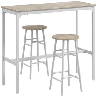 HOMCOM Conjunto de bar 105x40x90 cm natural y blanco