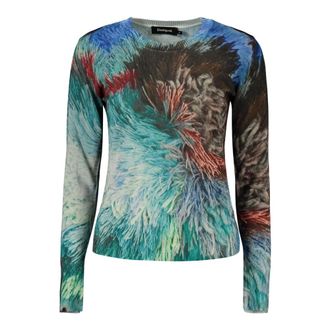Desigual Pompom Lacroix Trui - Dames - Truien - Blauw - Maat: M Linnen