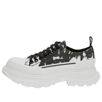 Alexander McQueen (WMNS) Alexander McQueen McQueen Graffiti Tread Slick Lace Up Shoes White Black 708093W4TG59356