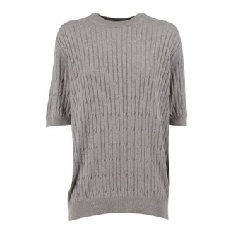 PESERICO Peserico, Round-neck Knitwear, male, Gray, Size: 2XL Ribbed Crewneck T-shirt