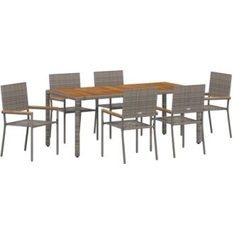 vidaXL Vidaxl - Conjunto De Comedor De Jard&iacute;n 7 Pcs Gris 190 X 90 X 75 Cm