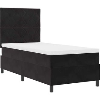 vidaXL Cama Box Spring Led Con Cabecera Negro 100 X 200 Cm Terciopelo Vidaxl