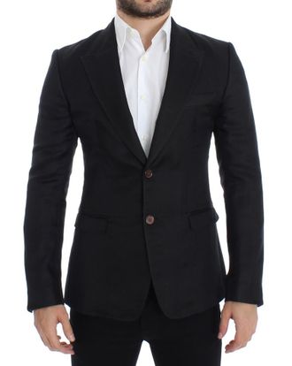 Dolce & Gabbana Mens Zwart zijden slim fit blazer