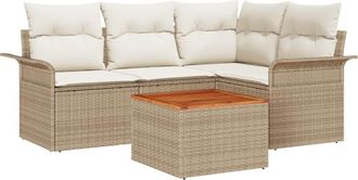 vidaXL Vidaxl - Garden Sofa Set with Cushion 5 pcs Beige, Cream 55 x 55 x 37 cm