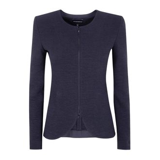 Emporio Armani Embossed Jersey Zip-Up Jacket - Dames - Jassen - Zwart - Maat: 2XS Jersey