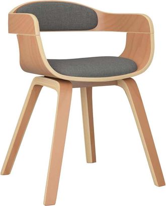 vidaXL Silla De Comedor Madera Curvada Y Tela Gris Claro Vidaxl