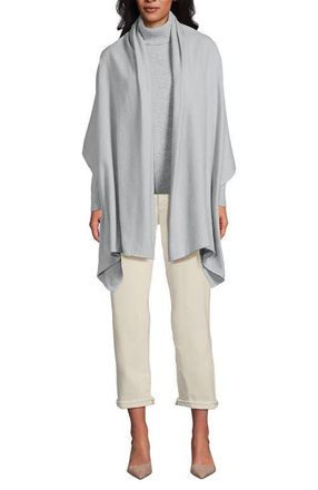 Lands End CashTouch Shawl Wrap in Ultimate Gray Heather at Nordstrom