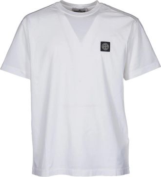 Stone Island Tops, Heren, Wit, L, Katoen, Cotton Jersey T-shirt met Korte Mouwen