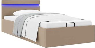 vidaXL Cama Canap&eacute; Hidr&aacute;ulica Led Cuero Sint&eacute;tico Capuchino 90x200 Cm Vidaxl