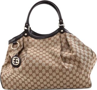 Gucci Sukey GG canvas en leren grote shopper - Bruin