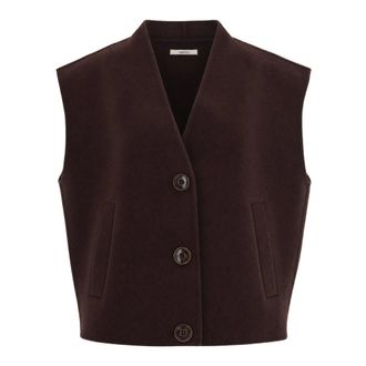 Sessun Chaleco con Cuello Chal - Jackets - Mujer - Marr&oacute;n - S