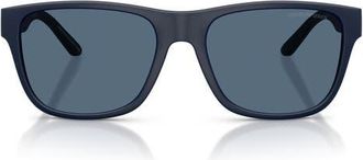 Emporio Armani 57mm Polarized Square Sunglasses in Matte Blue /Dark Blue at Nordstrom