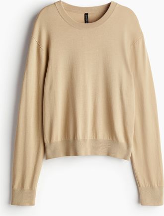 H&M Kurzer Feinstrick-Pullover - Beige