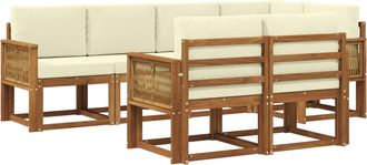 vidaXL Conjunto De Sof&aacute;s De Exterior 7 Uds. Natural Y Crema Poli&eacute;ster Vidaxl