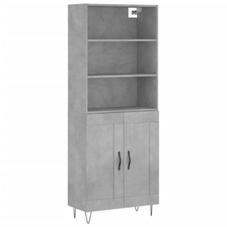vidaXL Vidaxl - Aparador Alto Madera Contrachapada Gris Hormig&oacute;n 69,5x34x180 Cm