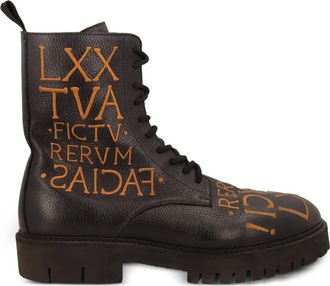 Moschino 40mm lettering-embroidered leather boots - Black