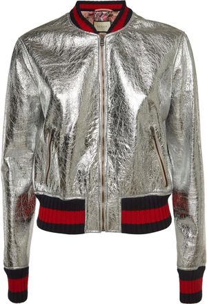 Gucci Bomber con effetto metallizzato - Argento