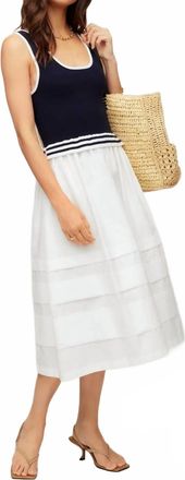 Fifteen Twenty Thea Contrast Midi Dress In Navy White