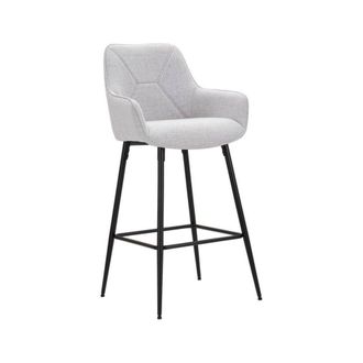 Dmora Juego De 2 Taburetes Bobbio, Silla Alta, Silla Sin Respaldo, Asiento Ajustable, 55x55 H109 Cm, Negro Y Gris - Dmora