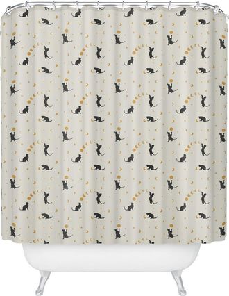 Deny Designs Cat and Moon Shower Curtain in Cream at Nordstrom Rack