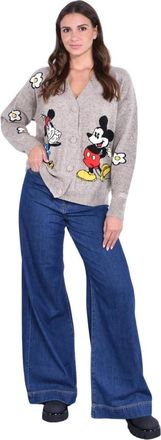 MC2 Saint Barth Lang Jacquard Vest met Borduurwerk - Dames - Vesten - Grijs - XS - Wol - Truien & Vesten
