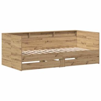 Berkfield Home Daybed with Drawers Artisan oak Engineered wood 90 x 190 cm in Beige