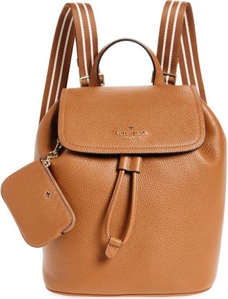 Kate Spade New York rosie medium leather flap backpack in Warm Gingerbread at Nordstrom Rack