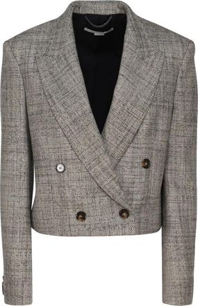 Stella McCartney Grijze Wollen Tweed Blazer - Dames - Blazers - Grijs - XS - Wol - Jassen