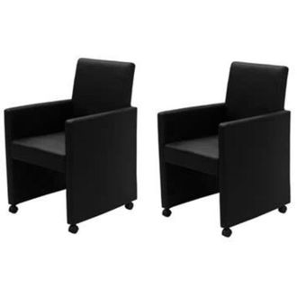 vidaXL Vidaxl - Sillas De Comedor 2 Unidades Cuero Sint&eacute;tico Negro